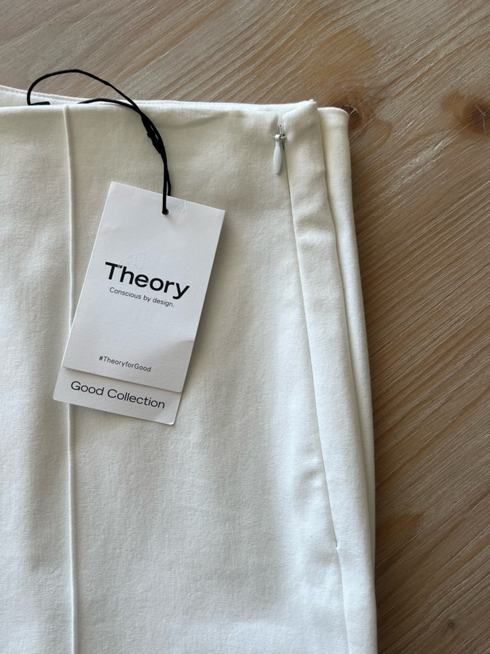 Theory Pintuck Slim Pant Stretch White NWT 8 - Picture 3 of 4